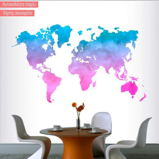 Wall Stickers World Map Watercolor